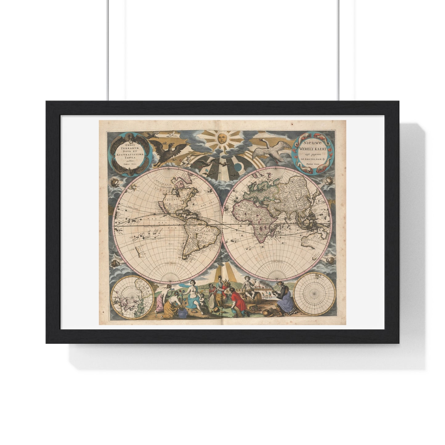 Antique Map 'Orbis Terrarum Nova et Accuratissima Tabula' (1658) from the Original, Framed Print