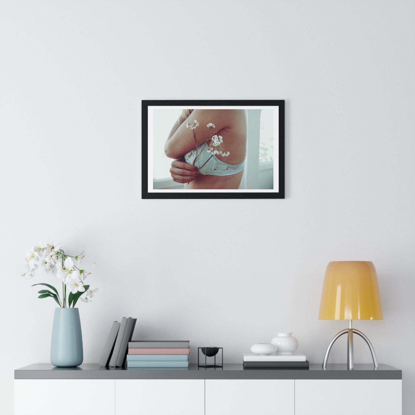 Woman and Flower, Photographer Unknown, from the Original, Framed Print