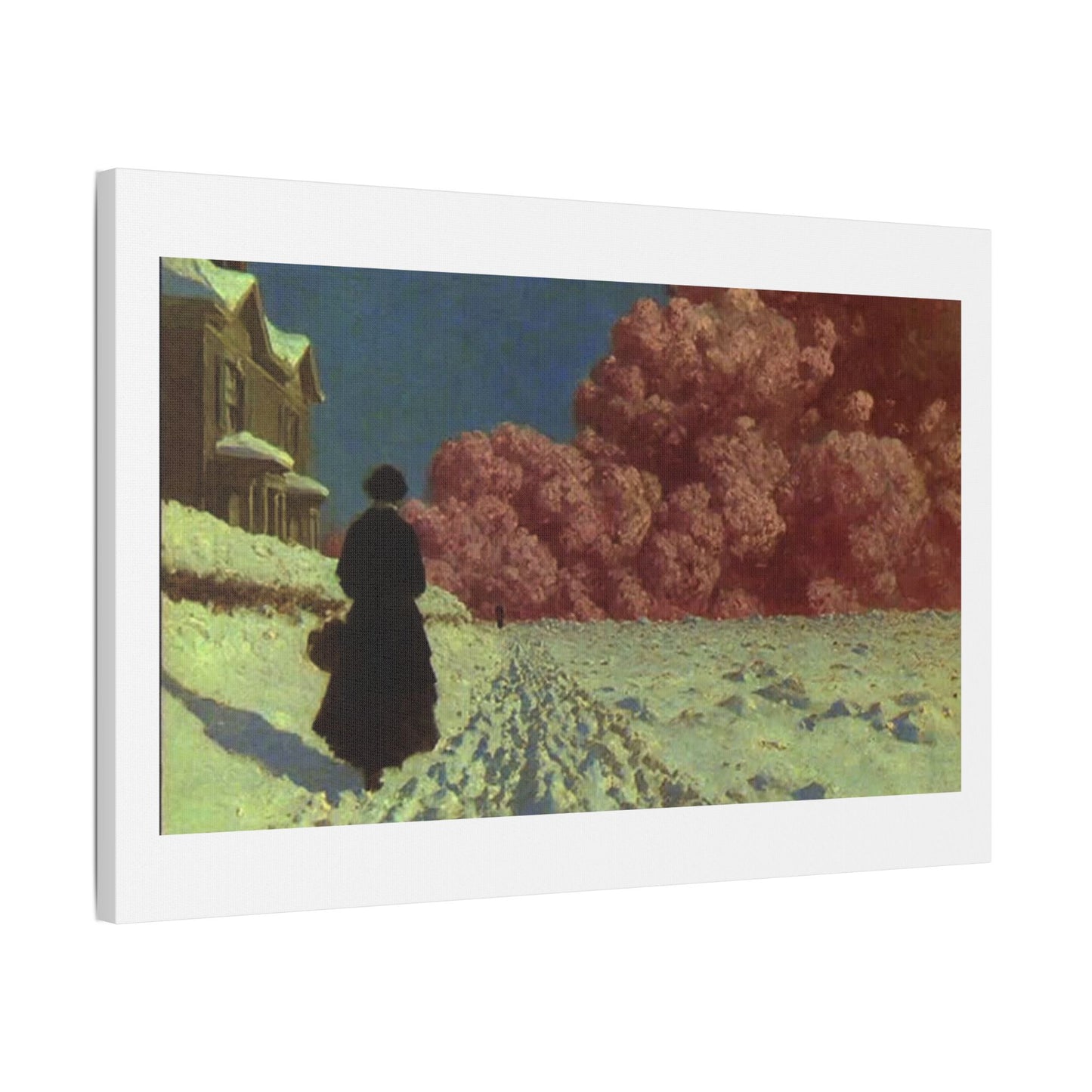 Victorian Woman in a Winter Scene, 19th Century Pastel Art 'Designed by AI' Print on Canvas