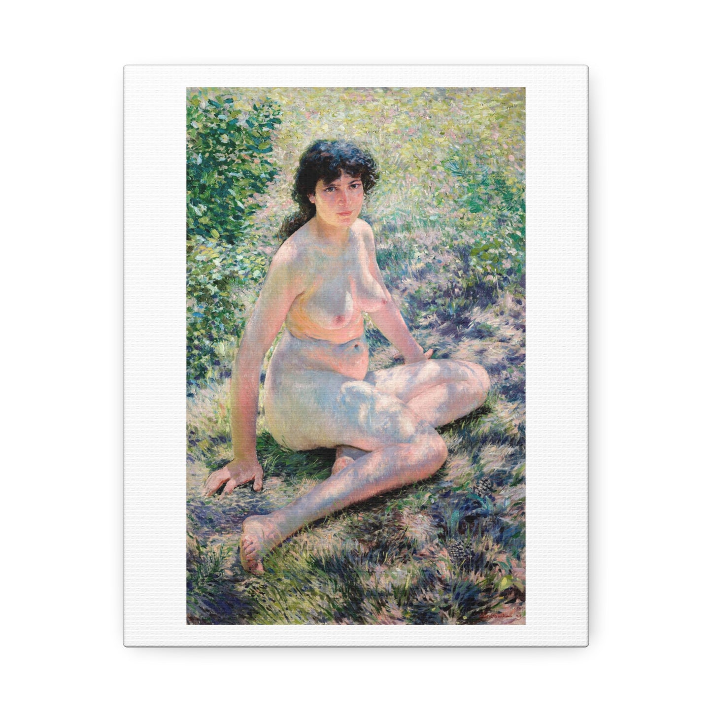 Seated Nude 'July' (1893) by Otto H Bacher, Art Print from the Original on Canvas