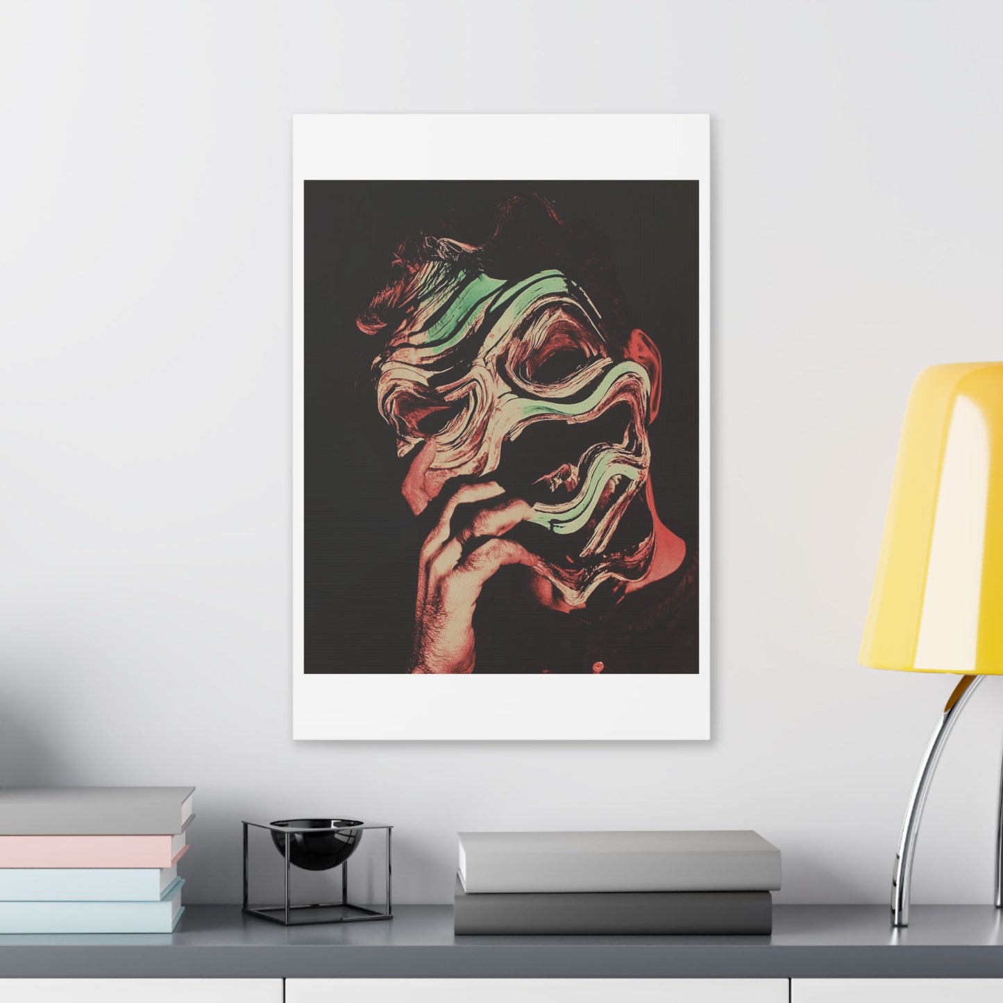 Abstract Male Portrait 'Designed by AI' Satin Canvas Art Print