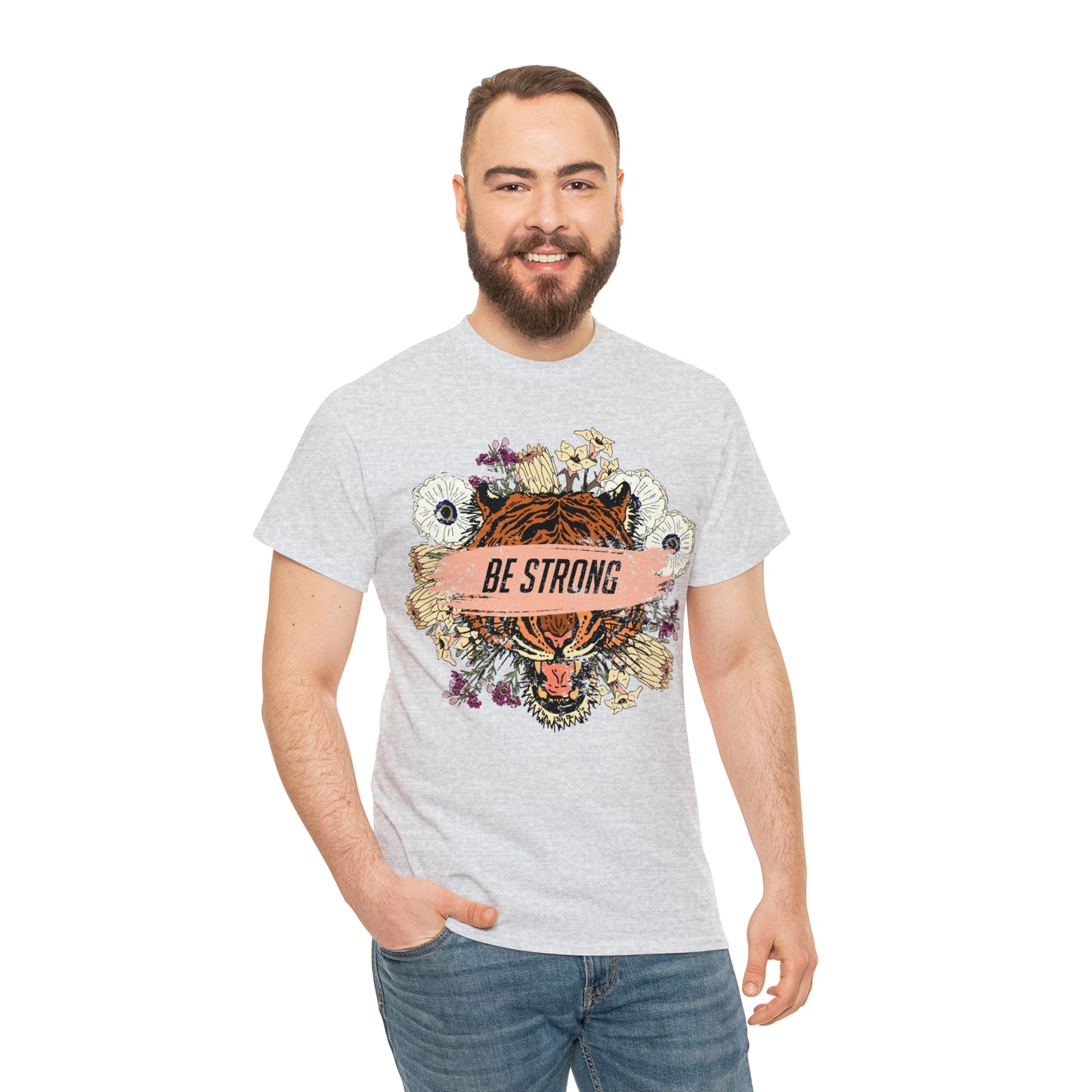 Be Strong Tiger Design Cotton T-Shirt