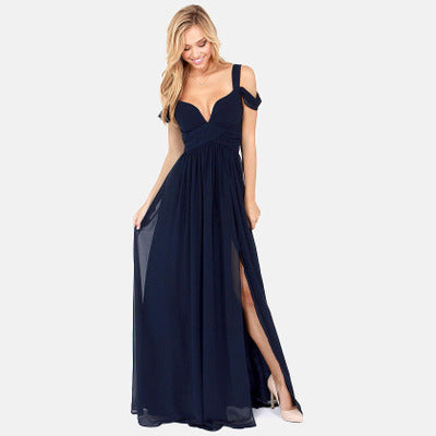 Vireous Long Elegant Greek-Style Pleated Dress, Bridesmaid Dress