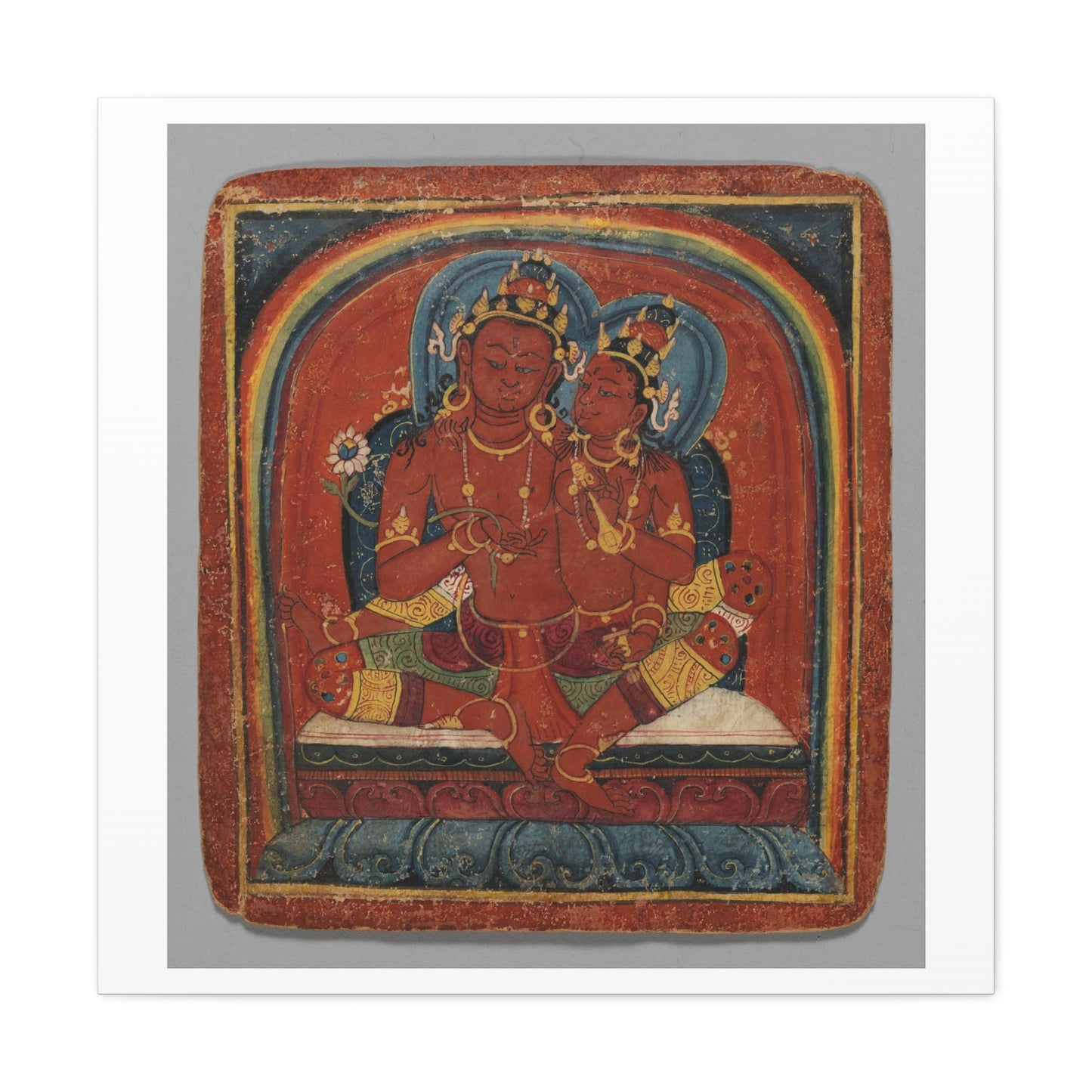 Initiation Card 'Tsakali' Avalokitesvara (circa 1420), Tibet, Art Print from the Original on Canvas