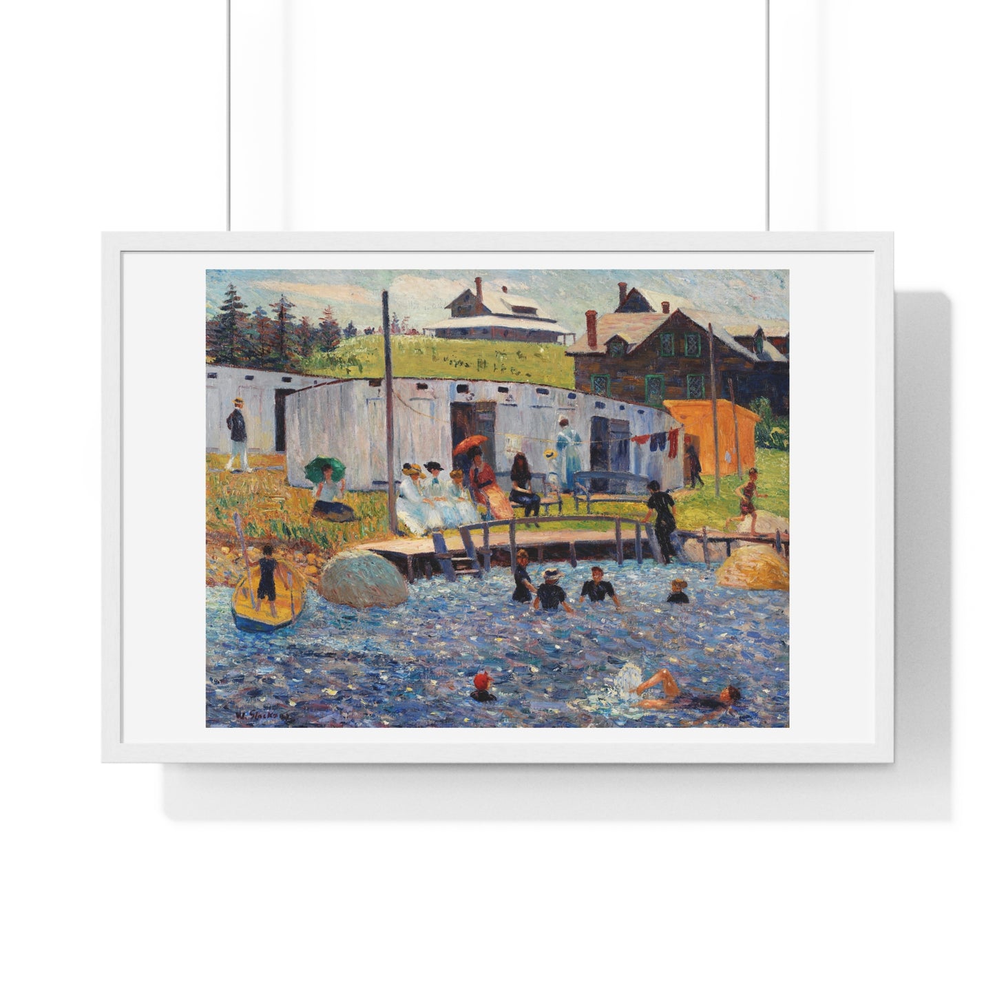 The Bathing Hour, Chester, Nova Scotia (1910) by William James Glackens, from the Original, Framed Print