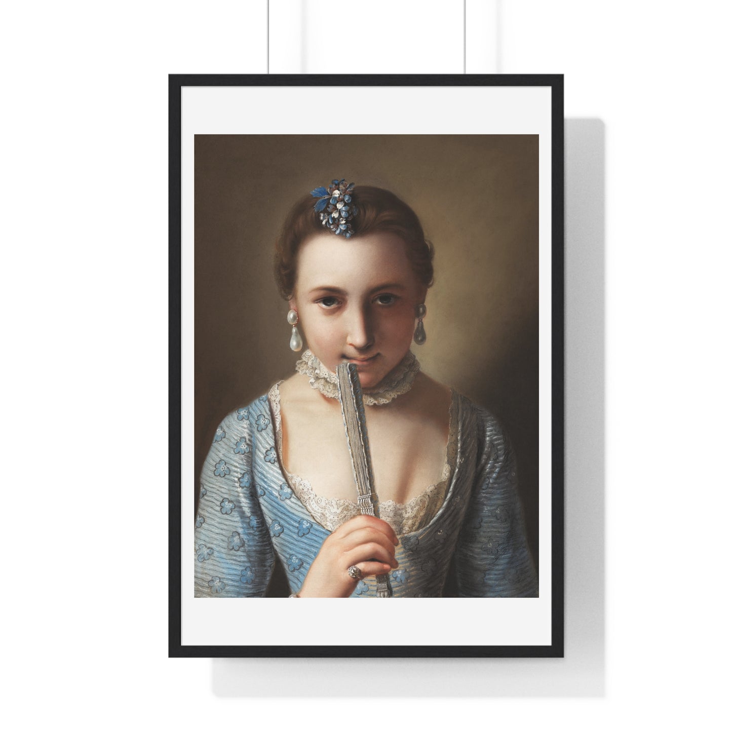 Young Woman with a Fan (1751-1756) by Pietro Antonio Rotari, from the Original, Framed Art Print