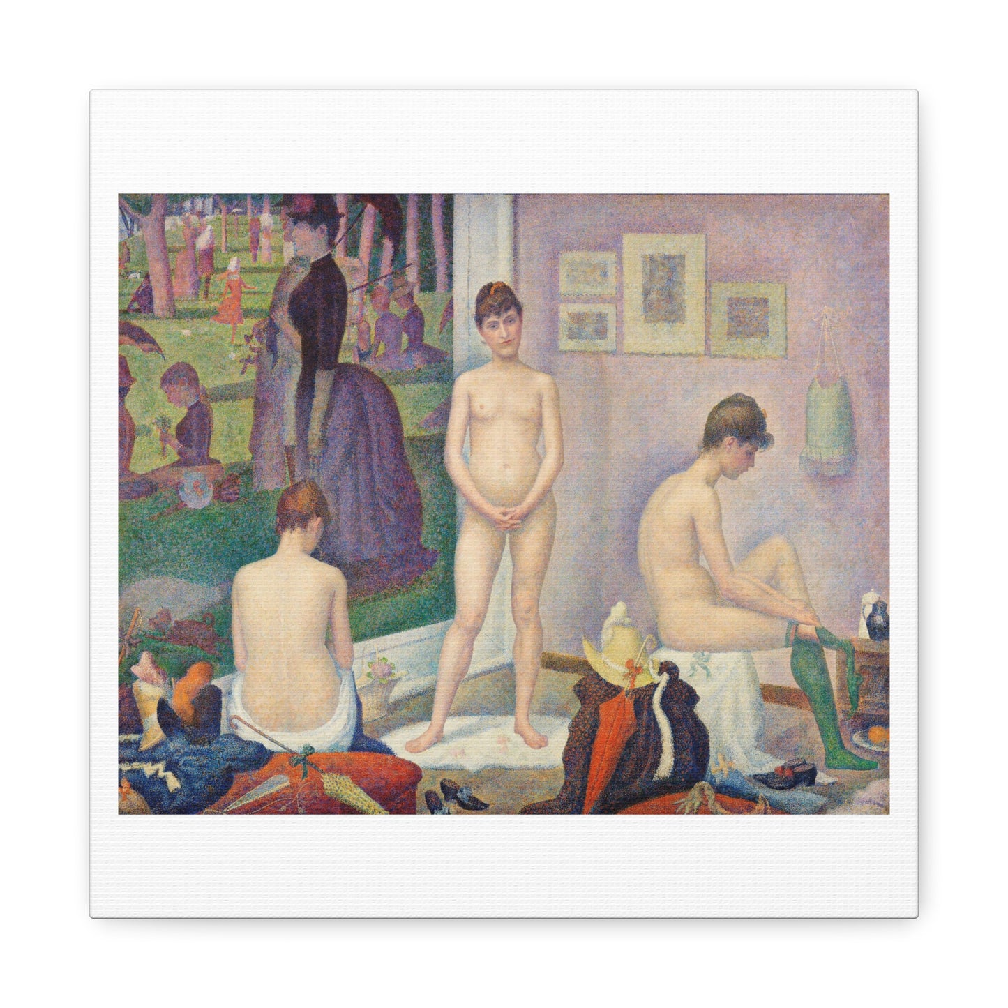 Models 'Poseuses' (1886–1888) by Georges Seurat, Art Print from the Original on Satin Canvas