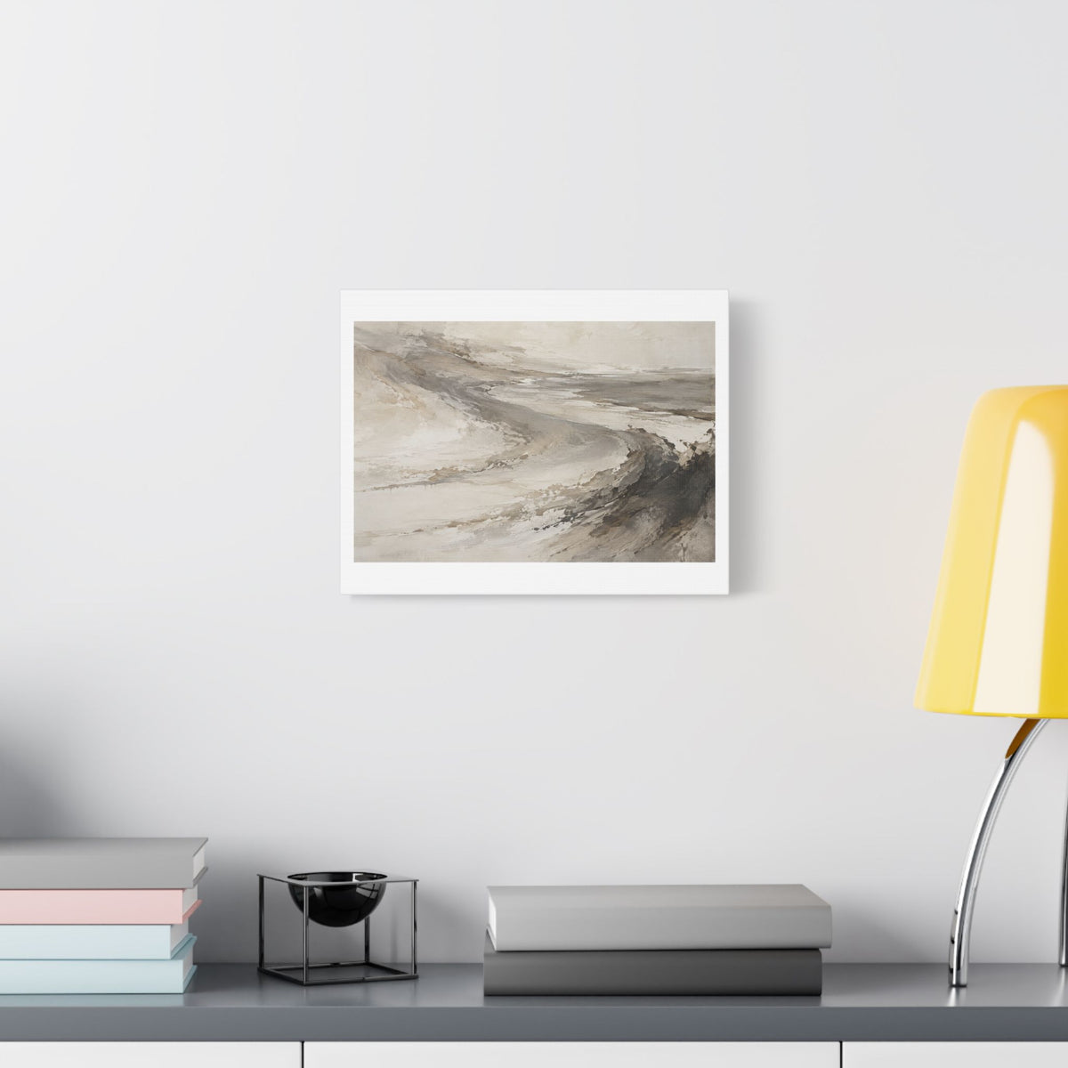 Tidal Memory in Stone and Smoke, Large Decor Art Print on Canvas