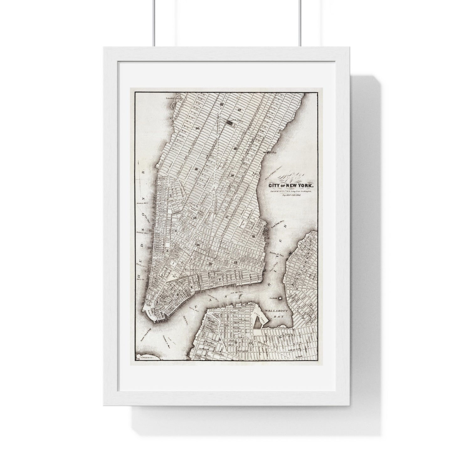 Map of the City of New York (circa 1850) from the Original, Framed Art Print