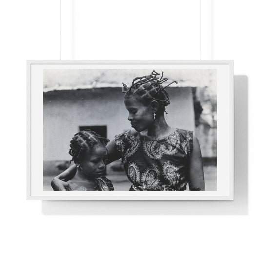 Benin, A Woman and Child with Braided Hairstyles, Vintage Photograph by Herbert Meyerowitz, Framed Print