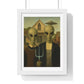American Gothic Remixed, Midwestern American Aliens 'Designed by AI', Framed Art Print