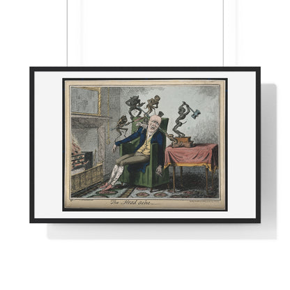 A Man Suffering from Headache in the Form of Devils (1835) by George Cruikshank, after Captain F Marryat, from the Original, Framed Print