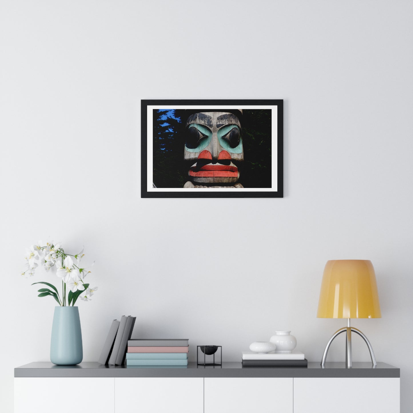 Totem Poles and Masks, from the Original, Framed Art Print