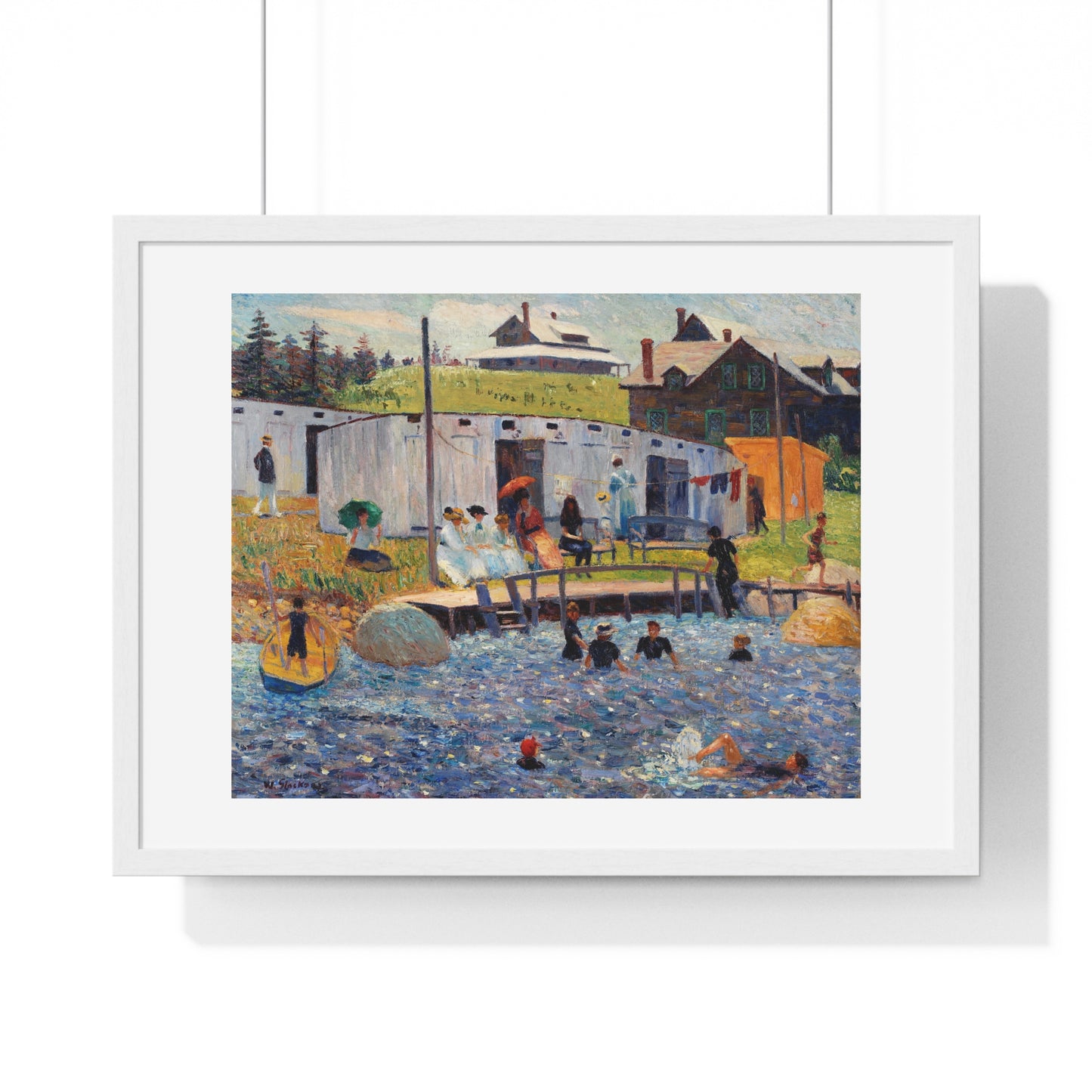 The Bathing Hour, Chester, Nova Scotia (1910) by William James Glackens, from the Original, Framed Print