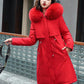 Women's Big Faux Fur Feature-Collar Padded Raincoat
