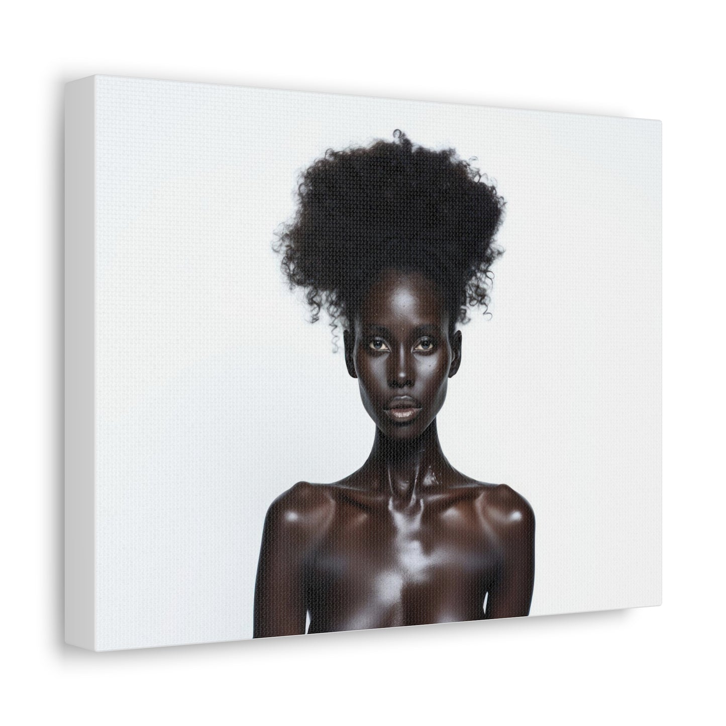 Black is Beautiful Fashion Portrait, Art Print 'Designed by AI', on Satin Canvas