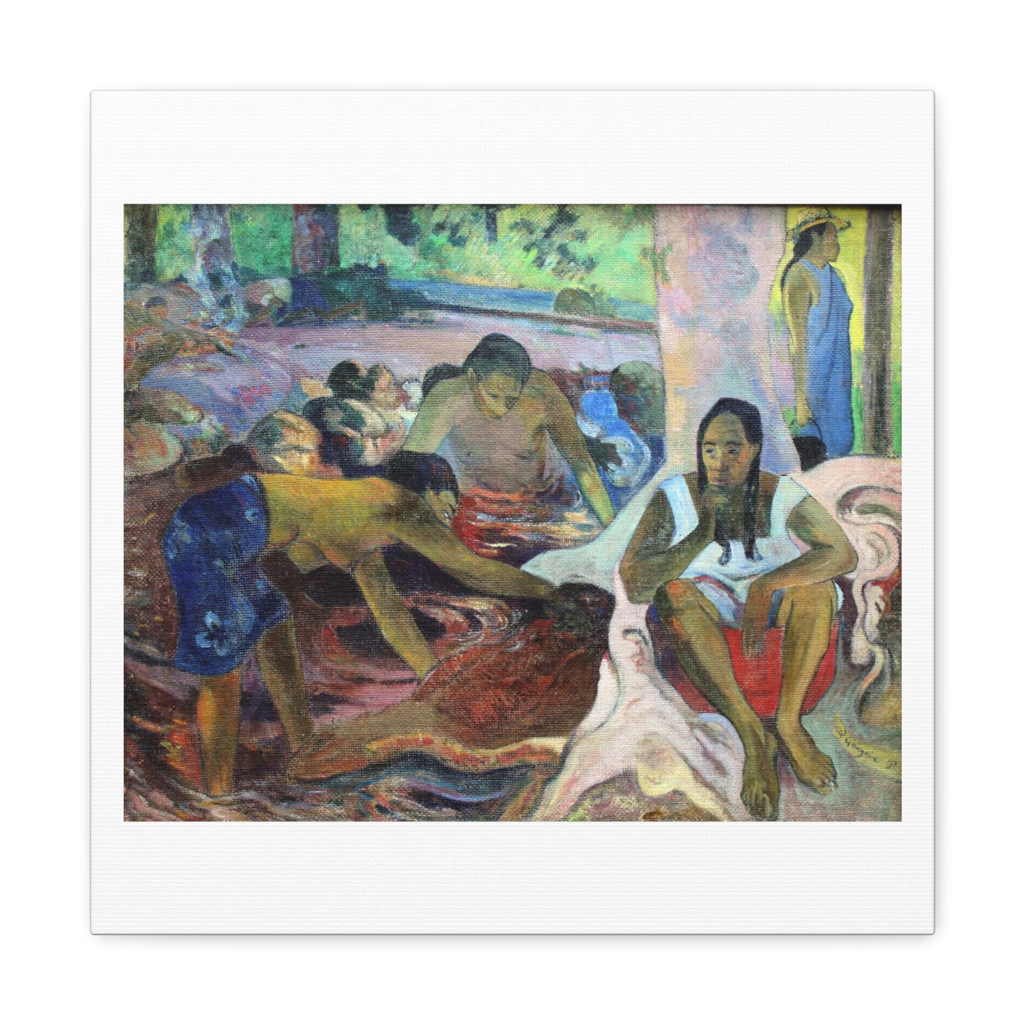 Tahitian Fisherwomen (1891) by Paul Gauguin, Art Print from the Original on Satin Canvas