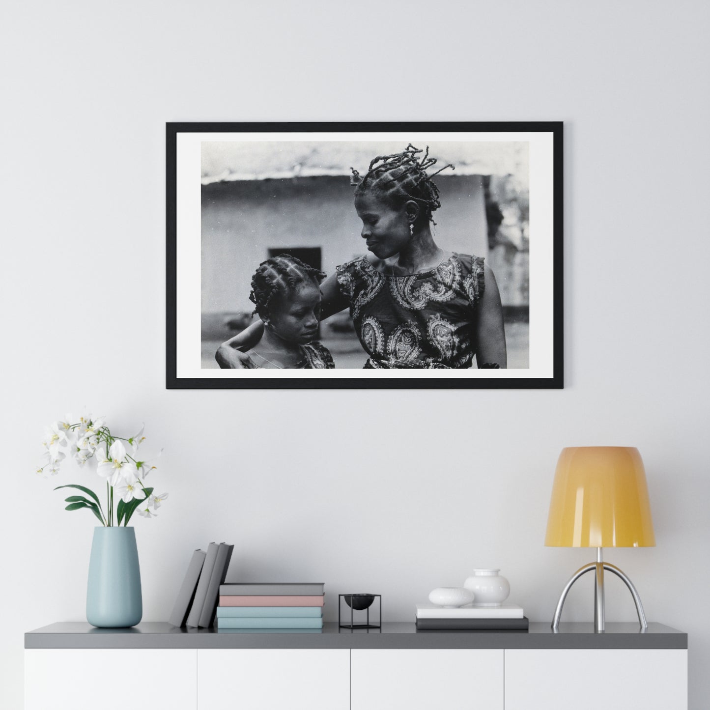 Benin, A Woman and Child with Braided Hairstyles, Vintage Photograph by Herbert Meyerowitz, Framed Print