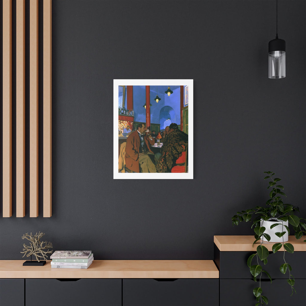 Café Art V, Print on Satin Canvas, Stretched