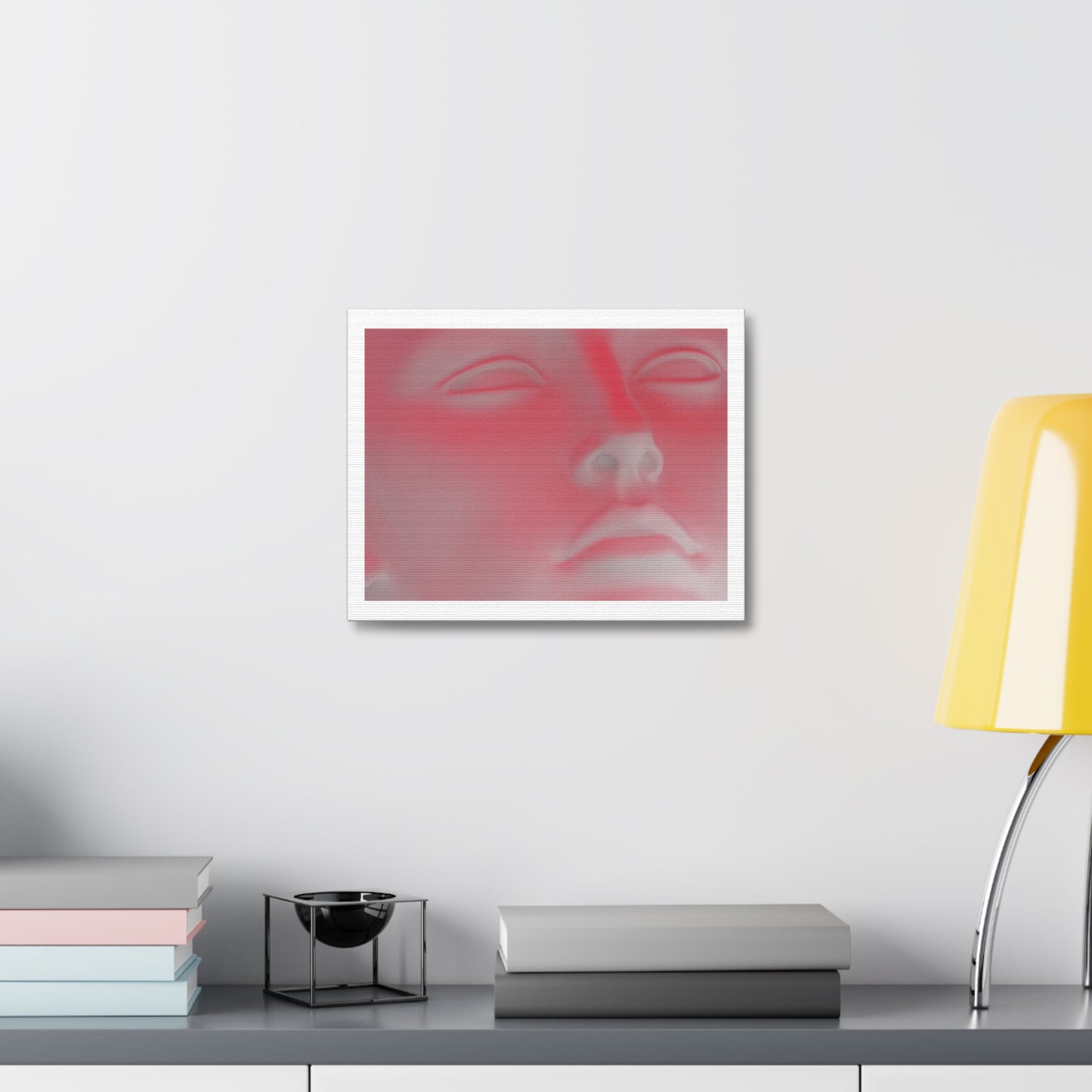 Pink Neon Head Art Print on Satin Canvas, Stretched