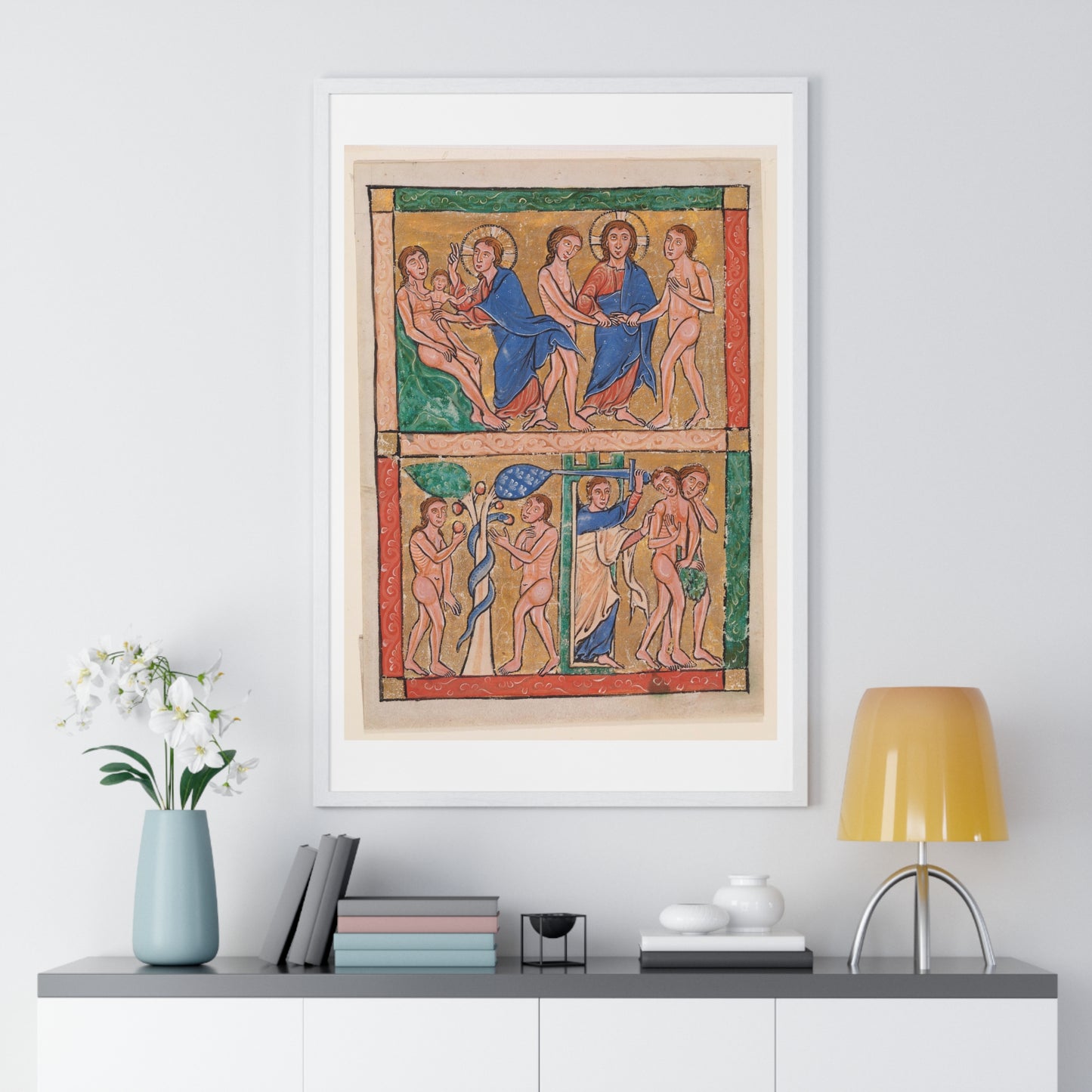 Scenes from the Book of Genesis: the Creation of Eve, the Marriage of Adam and Eve, the Temptation, and the Expulsion (circa 1250) from the Original, Framed Art Print