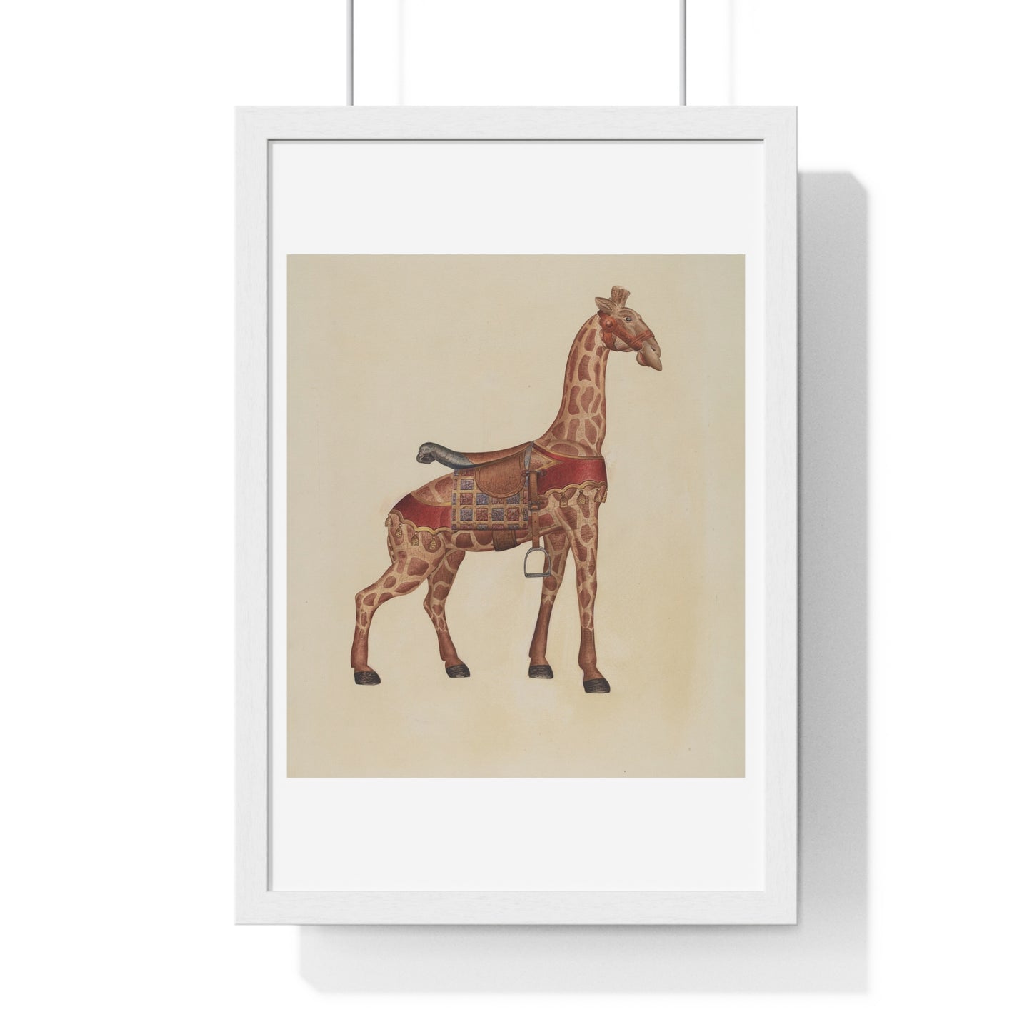 Carousel Giraffe (circa 1939) Illustration by Henry Tomaszewski, from the Original, Framed Print