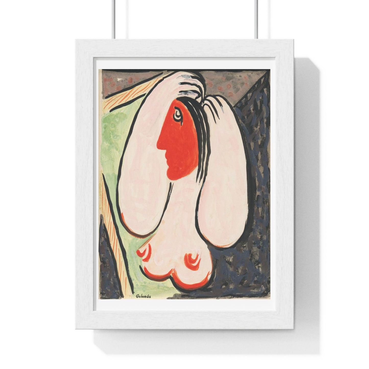 In Front Of a Mirror (1937–1938) Abstract Woman Illustration by Mikulas Galanda Framed Art Print