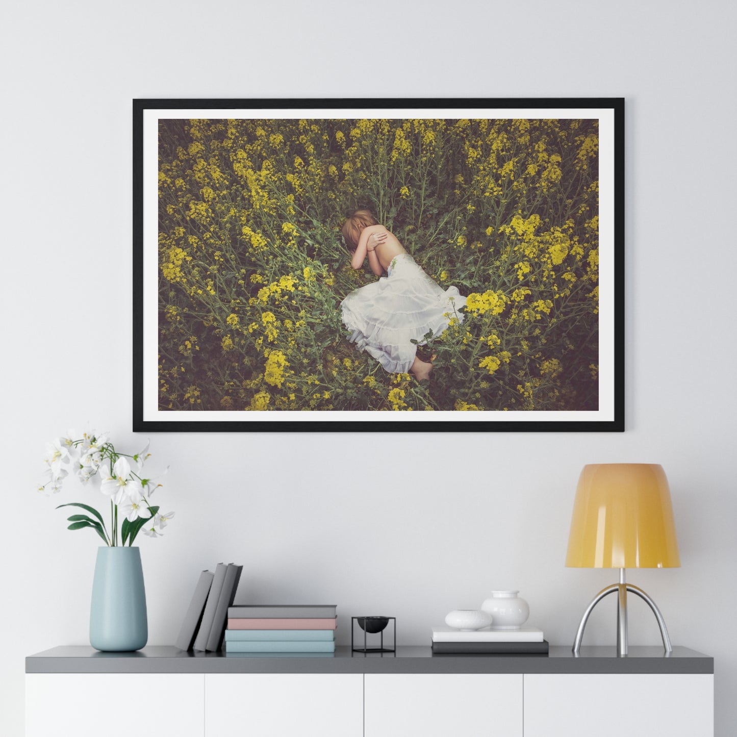 Asleep in the Rapeseed Field 'Designed by AI' Framed Art Print