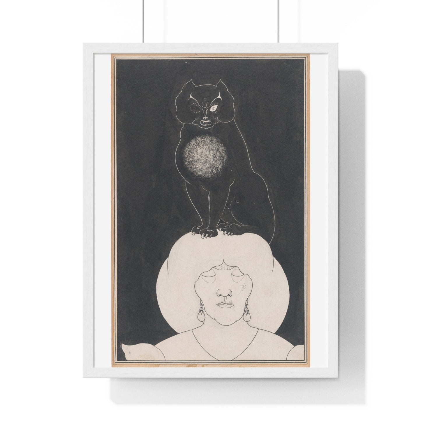 The Black Cat, for Edgar Allan Poe's 'Tales of Mystery and the Imagination' by Aubrey Vincent Beardsley, from the Original, Framed Print