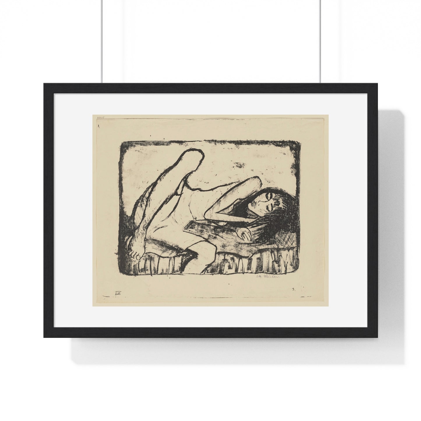 Mädchen auf der Liege II (1919) by Otto Mueller, from the Original, Framed Print