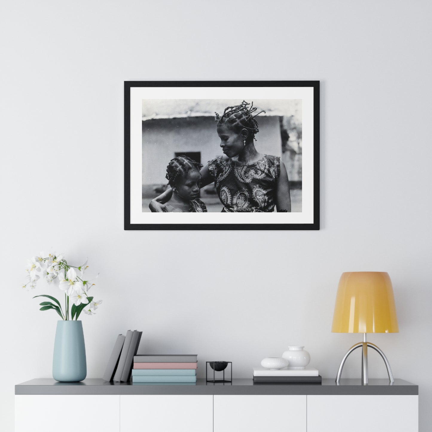 Benin, A Woman and Child with Braided Hairstyles, Vintage Photograph by Herbert Meyerowitz, Framed Print