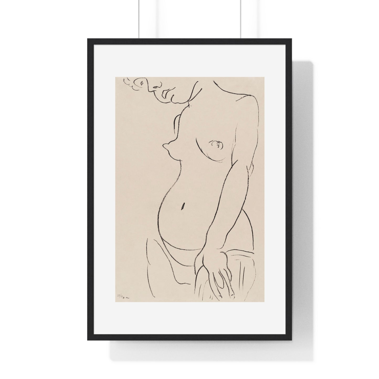 Nude Three Quarters, Part of Head Cropped (1913) by Henri Matisse from the Original, Framed Art Print