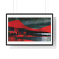 Unreal Landscape, Red and Grey Decor Art, Large Framed Print