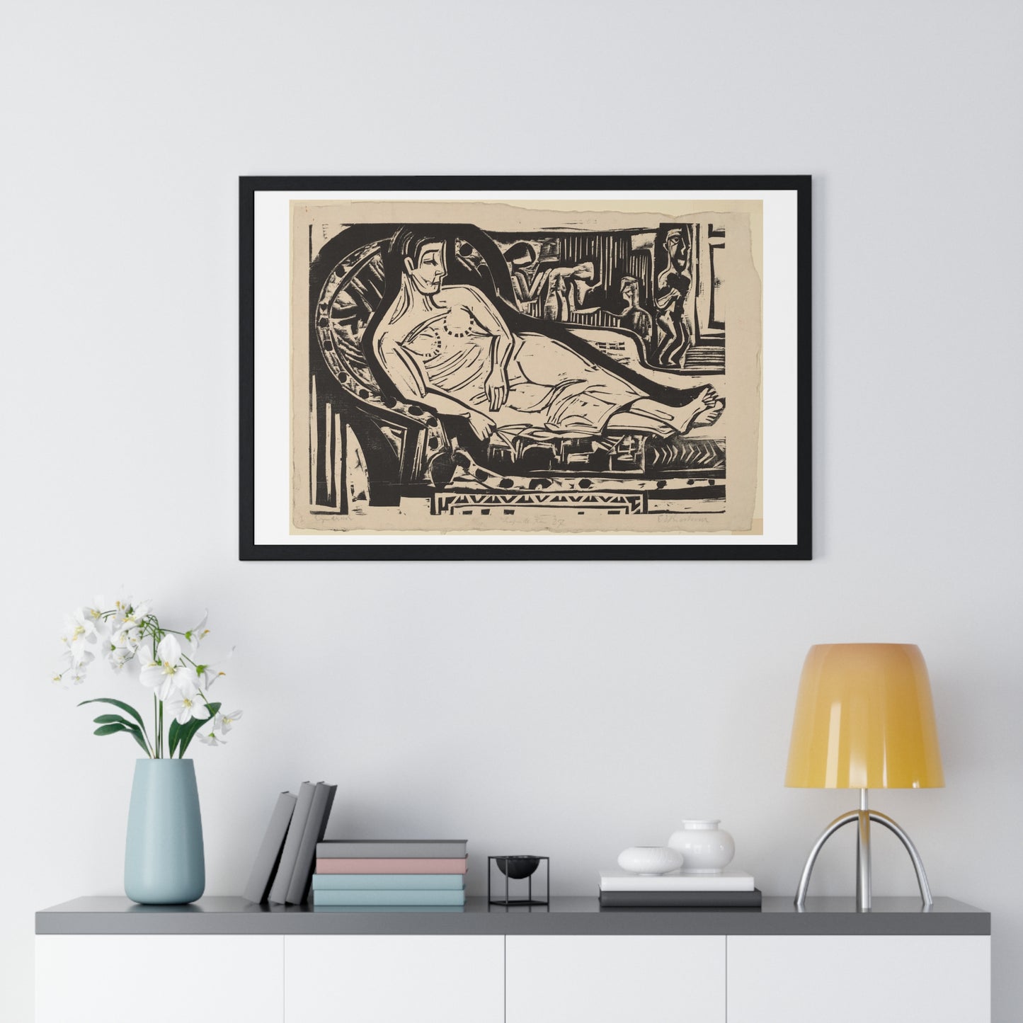 Woman Lying on a Sofa (1926) by Ernst Ludwig Kirchner, from the Original, Framed Art Print
