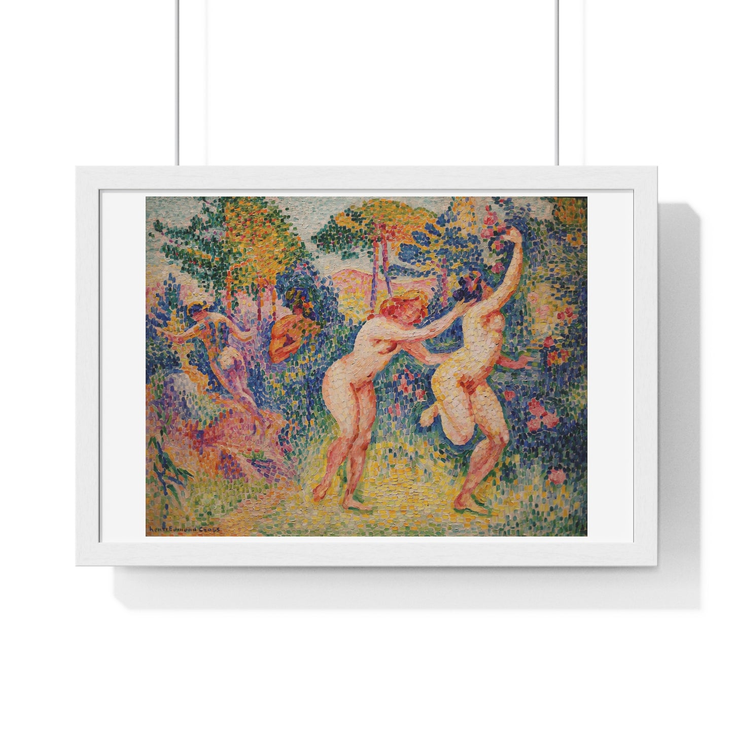 Giclée Print Depicting Two Running Nymphs (1906) by Henri-Edmond Cross from the Original, Framed Art Print