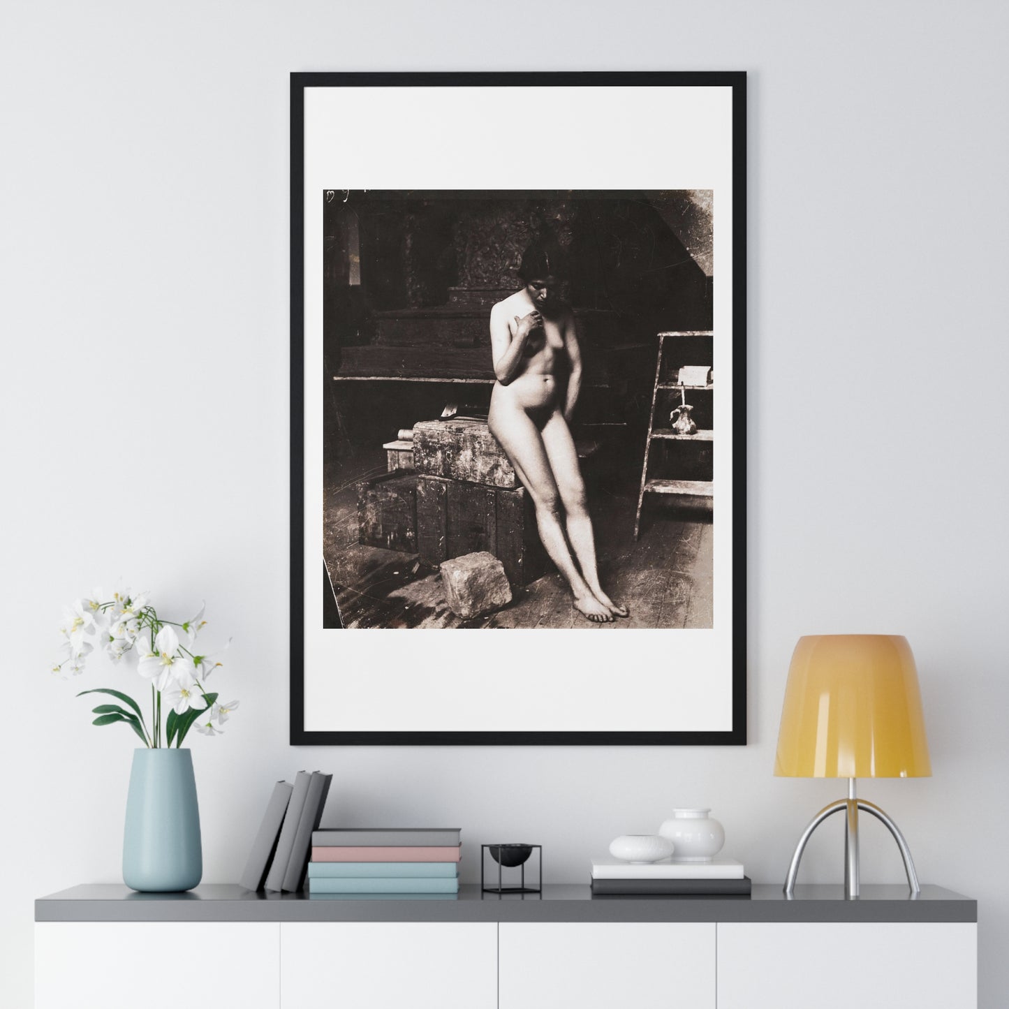 Vintage Nude Photography 'Nude d'Antino' (1891) by Paolo Michetti, from the Original, Framed Art Print