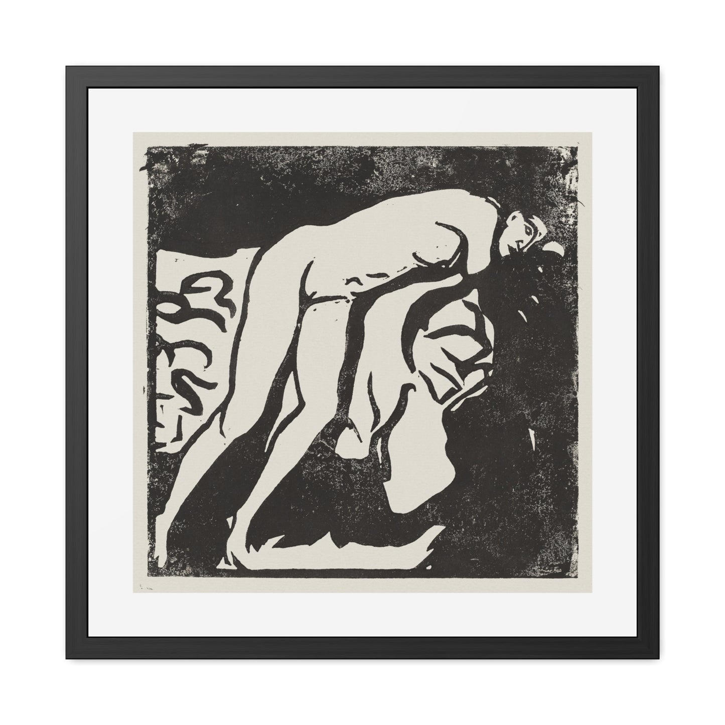 Nude Girl (1906) by Ernst Ludwig Kirchner from the Original, Wooden Framed Print