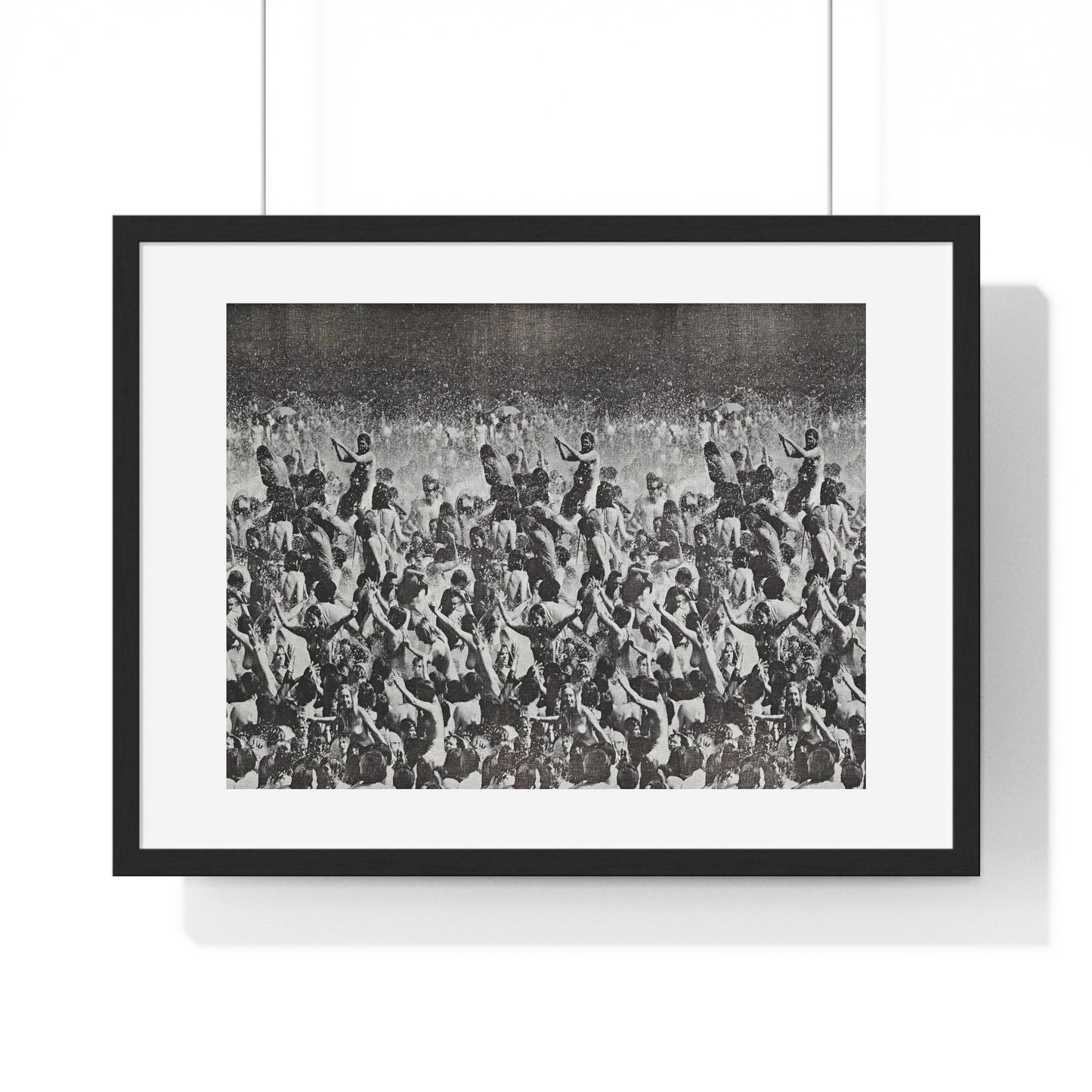 Vintage Photography of Woodstock (1970) Crowd Cheering, from the Original, Framed Print