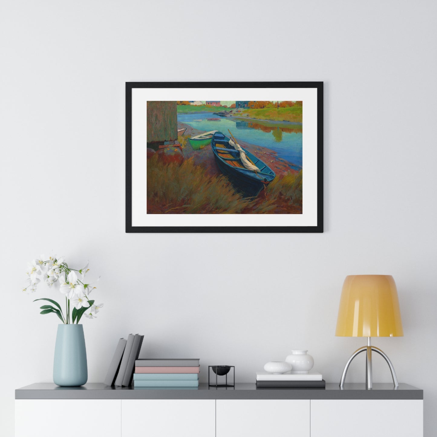 Boats at Rest (circa 1895) by Arthur Wesley Dow, from the Original, Framed Print