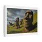 Moai Statues of Easter Island Seen on a Good Day 'Designed by AI' Canvas Art Print