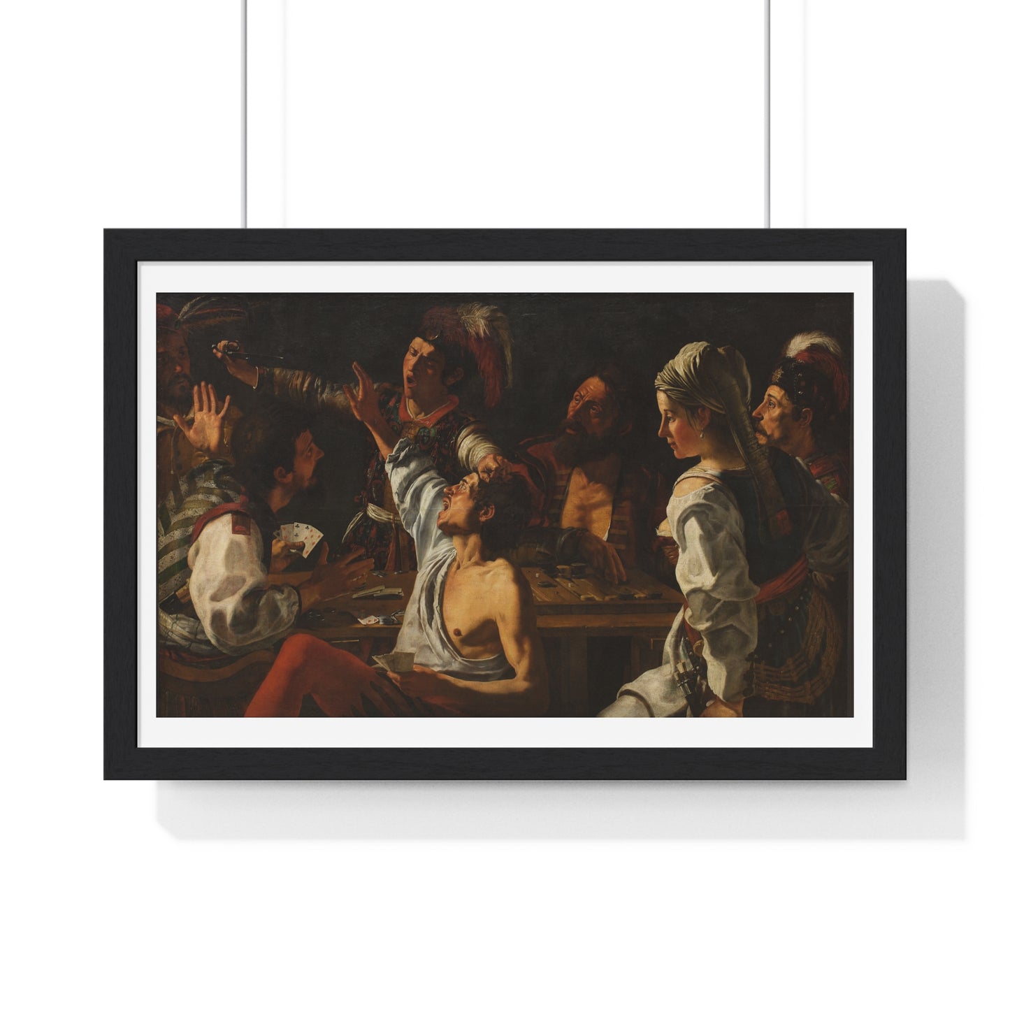 Card and Backgammon Players by Michelangelo Merisi Da Caravaggio, from the Original, Framed Print