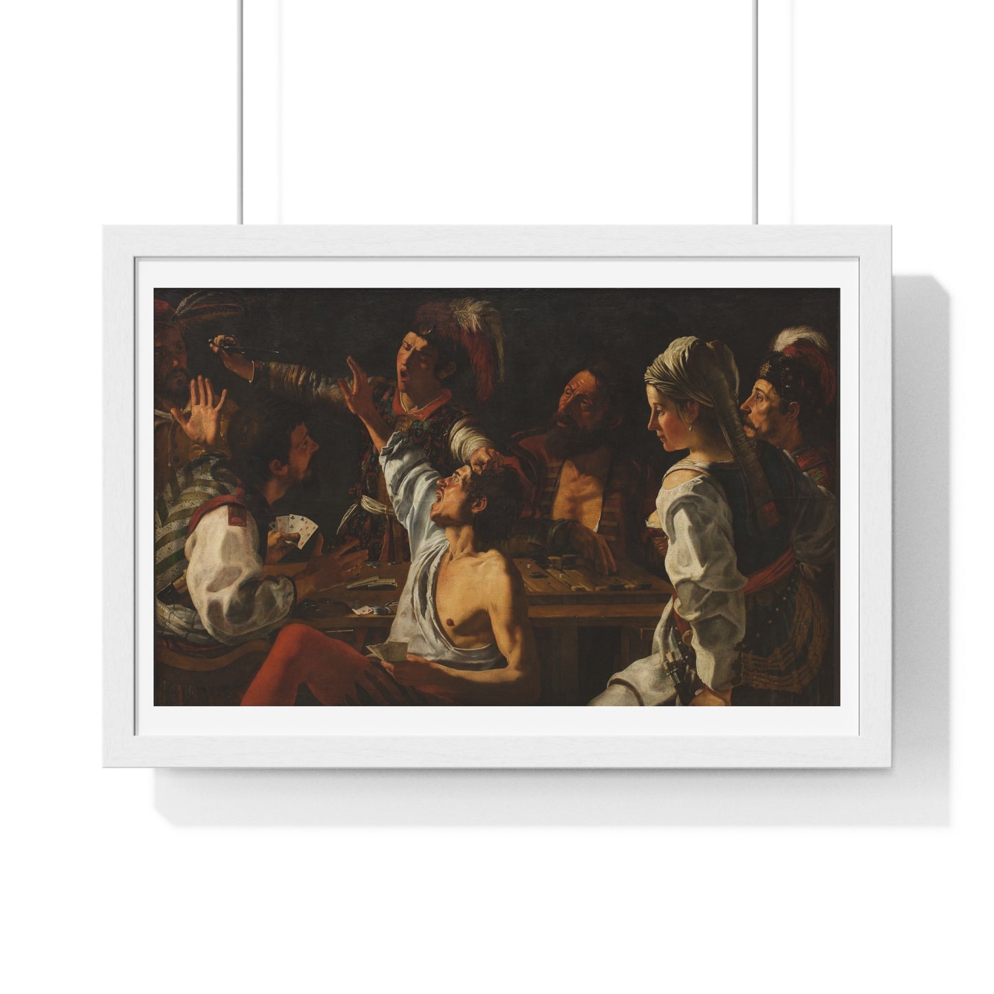 Card and Backgammon Players by Michelangelo Merisi Da Caravaggio, from the Original, Framed Print