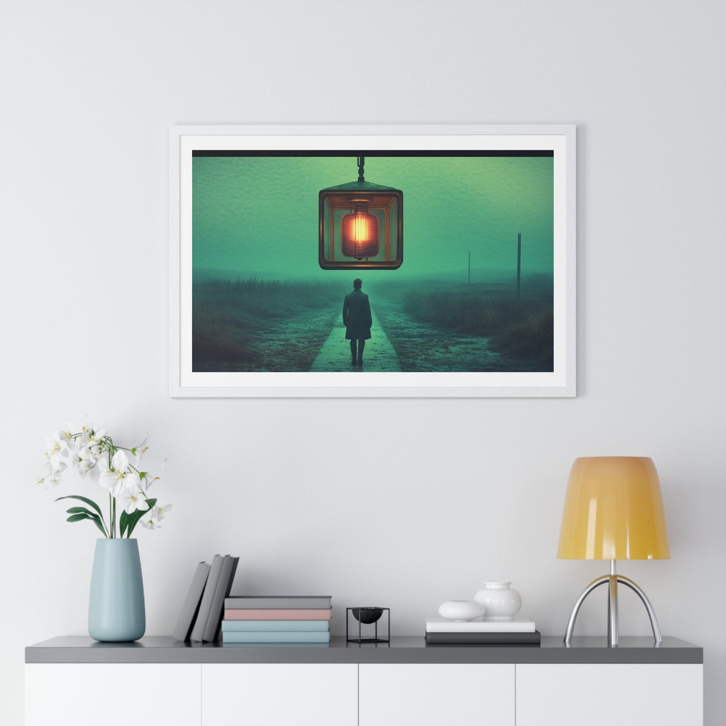 Cinematic Dystopia, Photographic Art 'Designed by AI' Framed Print