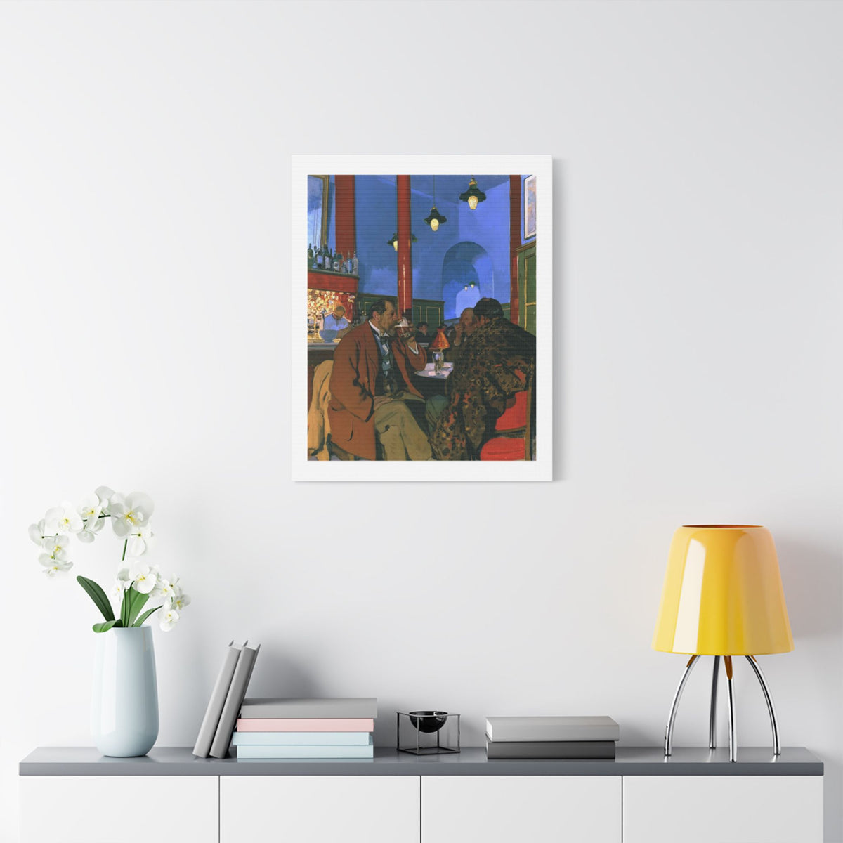 Café Art V, Print on Satin Canvas, Stretched