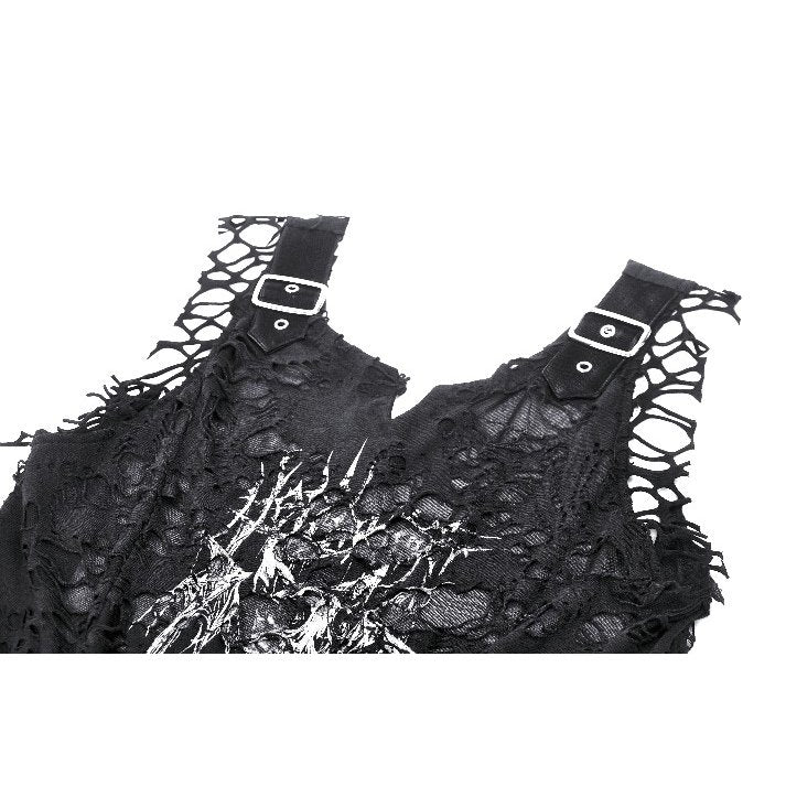Dark in Love Yvette Black Distressed Graphic Tank Top
