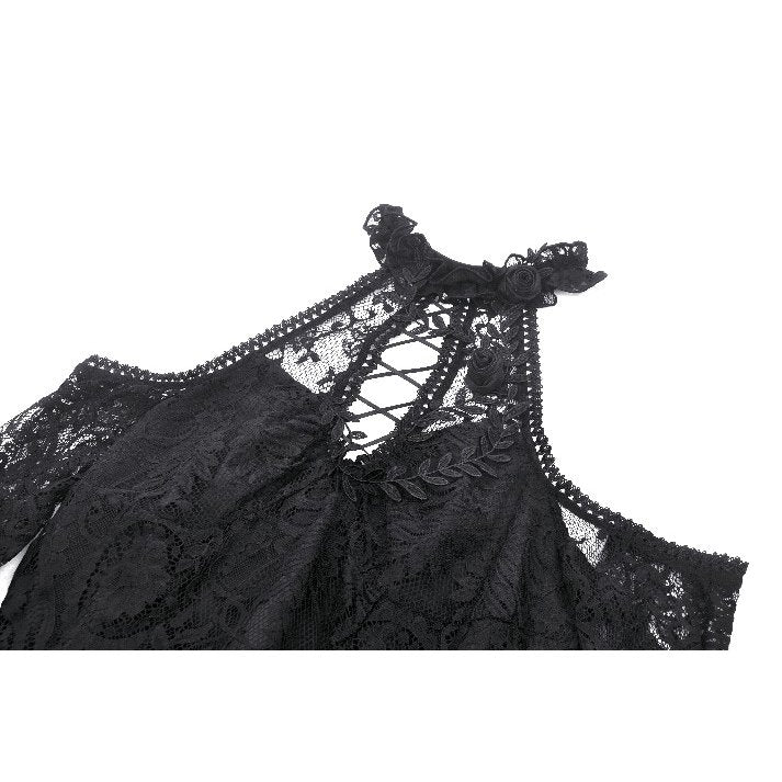 Dark in Love Gem Gothic Vine Lace-Tail Dress