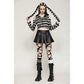 Dark in Love Xianne Prison Bunny Striped Hooded Crop Top