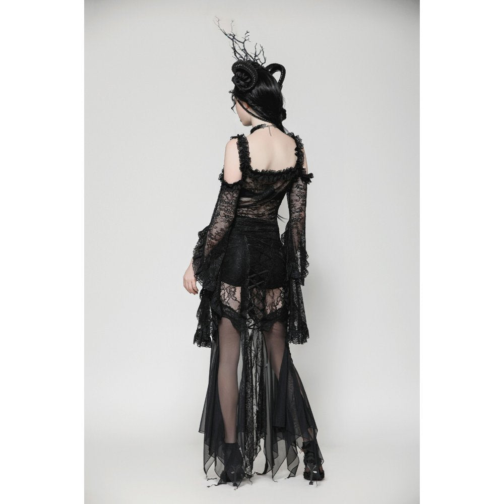 Dark in Love Delaney Gothic Romantic Lace Flare-Sleeve Top