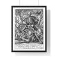 Death Tramples on Three Female Allegorical Figures Representing Sensual Pleasures, Etching by Hieronymus Wierix, Vintage Framed Print