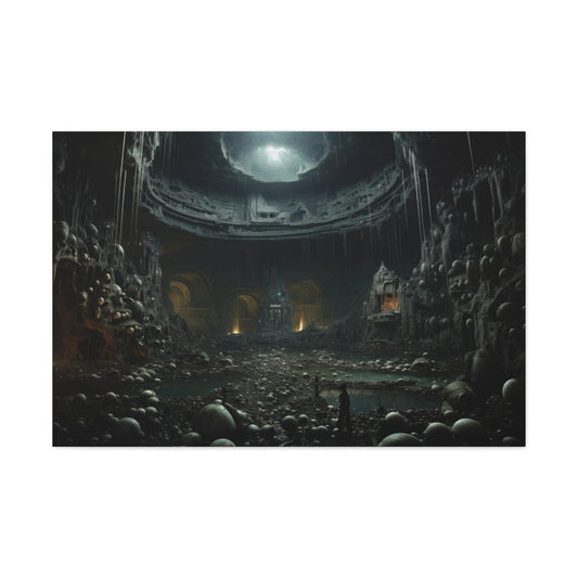 Underworld Gnosis Cave Architecture Art Print 'Designed by AI' on Satin Canvas